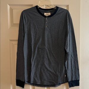 UpWest Men's Striped Long Sleeve Henley - Dark Blue